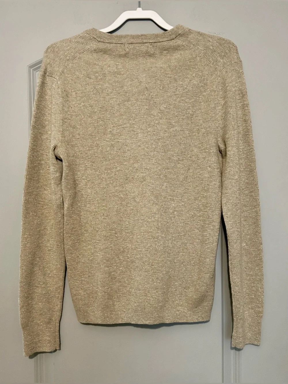 Banana Republic Slub Cotton Henley Sweater Tan Beige Size S | Button Neck